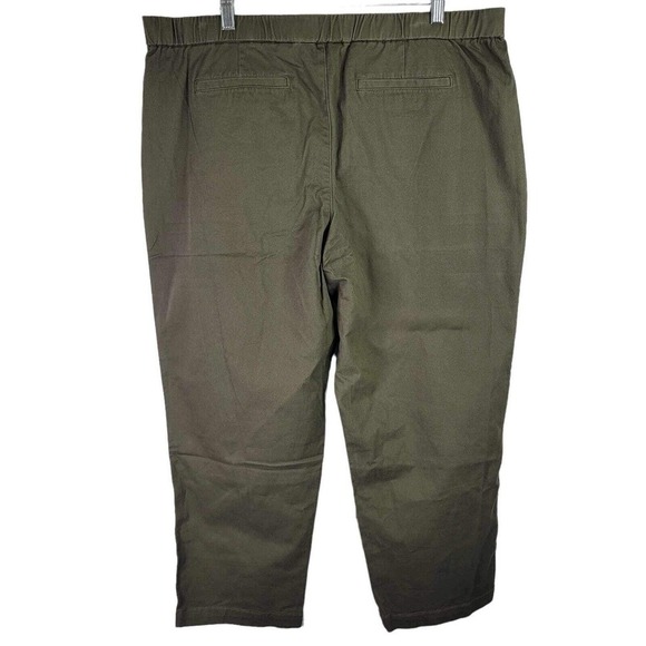 Land's End Pants Women's Plus Size 18 Green Pull On Tapered Leg Cotton Canvas - Picture 3 of 9